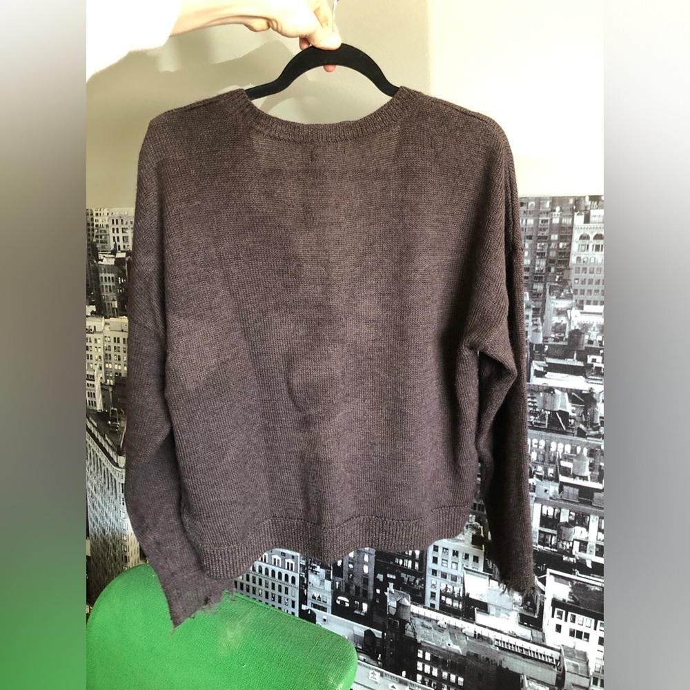 Nation LTD Brown V Neck Sweater Alpaca Cotton Blend - Picture 5 of 11